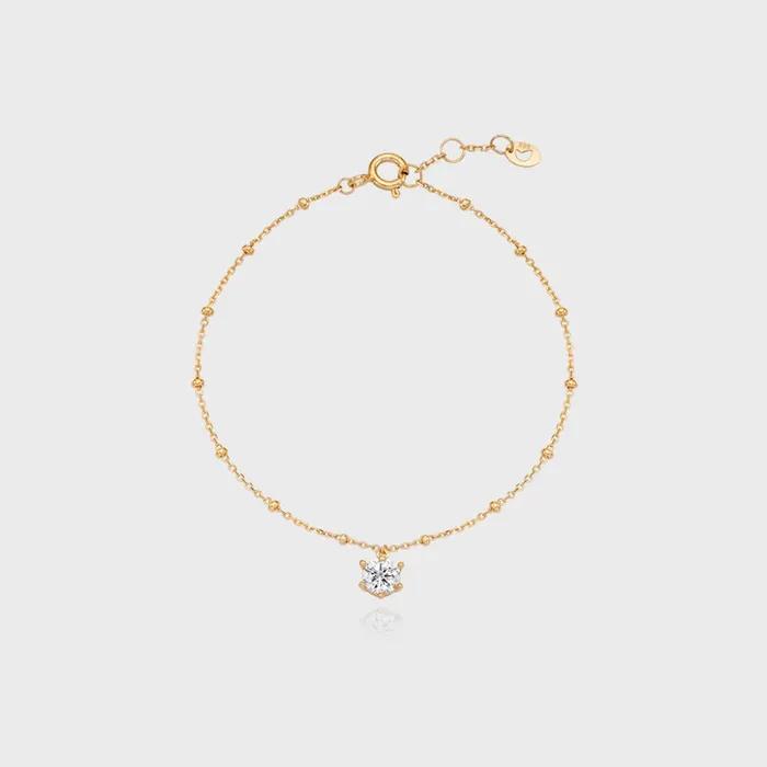Ball Chain Round Cubic Silver Yellow Bracelet TBSSVG10672M