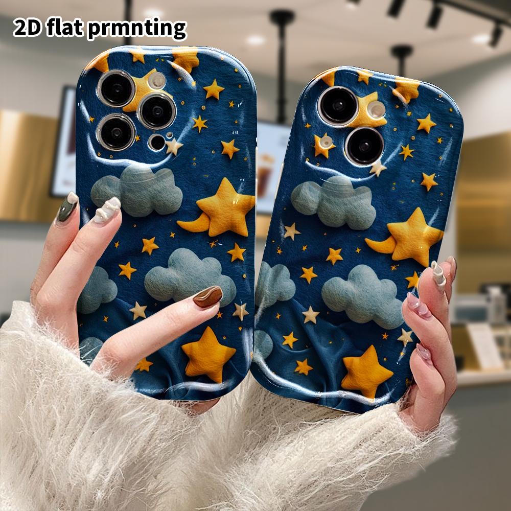 Phone Case: 2D Flat, Suitable for iPhone 18, 17, 16, 15, 14, 13, 12Pro Protective Case, Starry Sky Fabric, Perfect Christmas and Halloween Holiday Gif