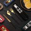 Stainless Steel Cutlery Portable Student Spoon Fork Chopsticks Three-piece Outdoor Set