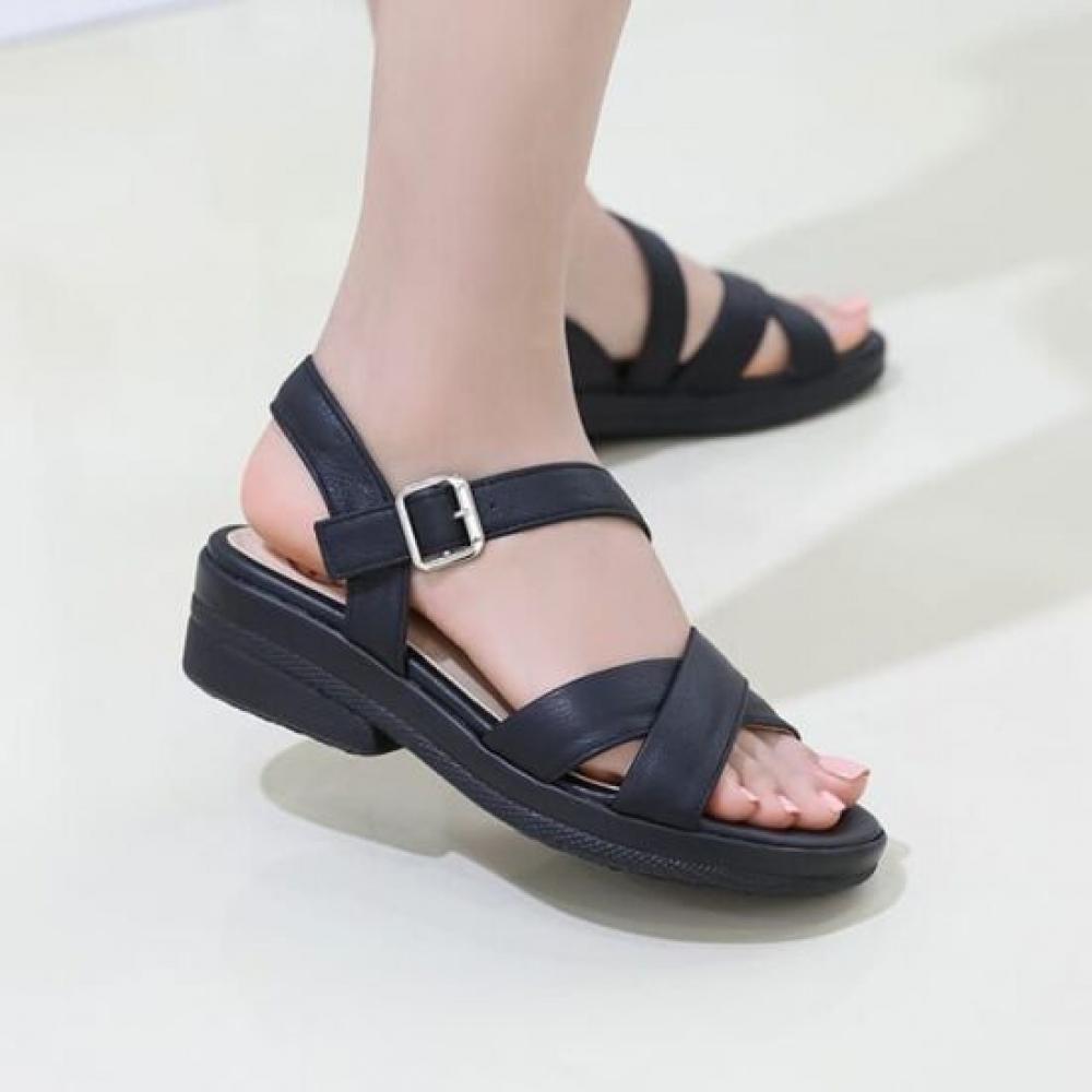 Jisyu Women Leather Holic Strap Sandals 4.5cm
