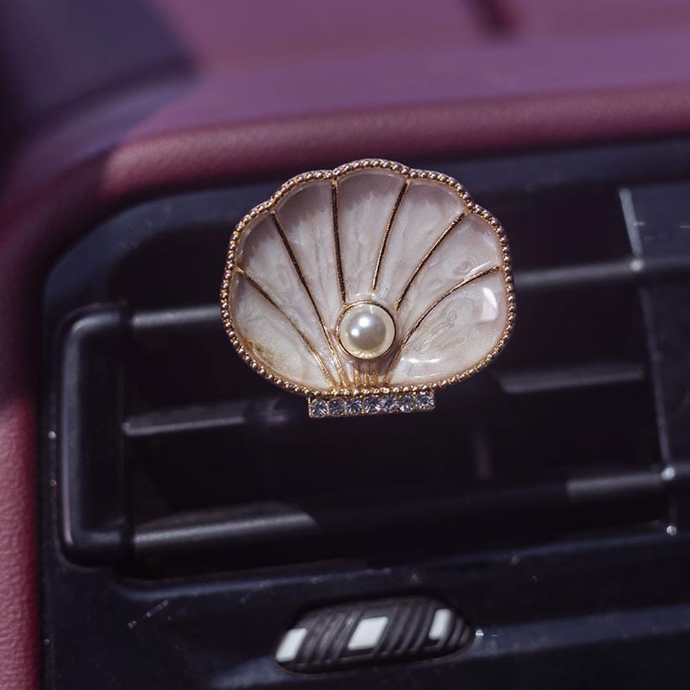 

In-car vent fragrance clip, with fragrance tablets, alloy pearl shells, in-car freshener, for Mercedes-Benz BMW бежевый