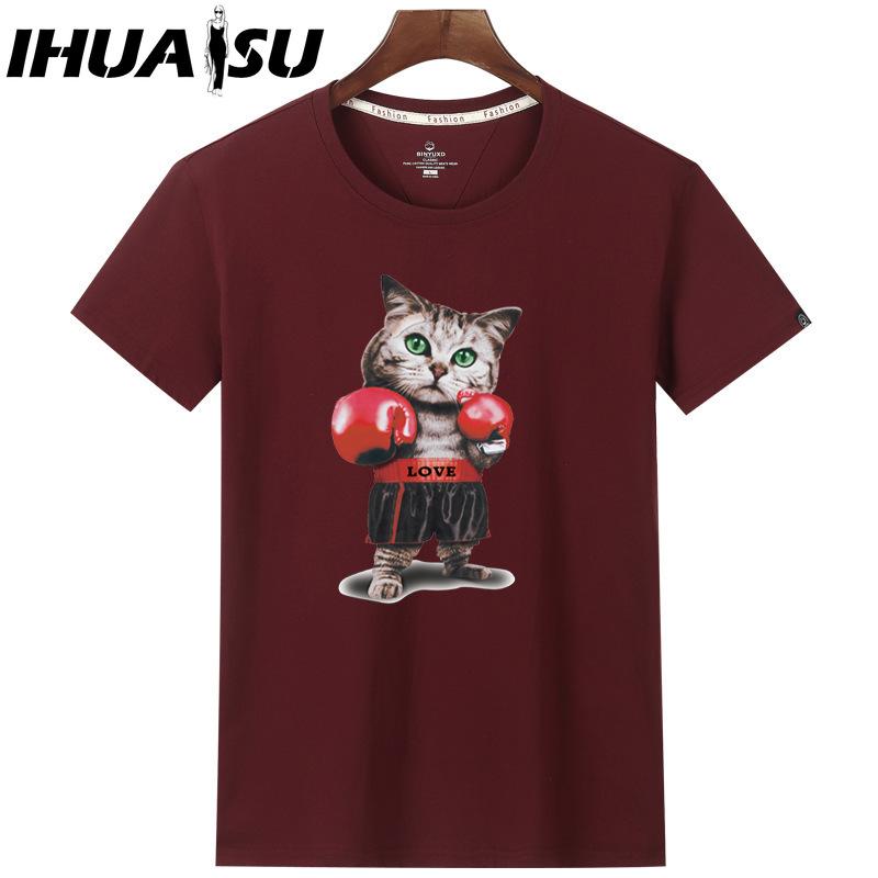 

Футболка с коротким рукавом IHUASU из хлопка, мужская модная свободная рубашка с коротким рукавом, напечатанная сострадательная рубашка XXXXXL бордовый