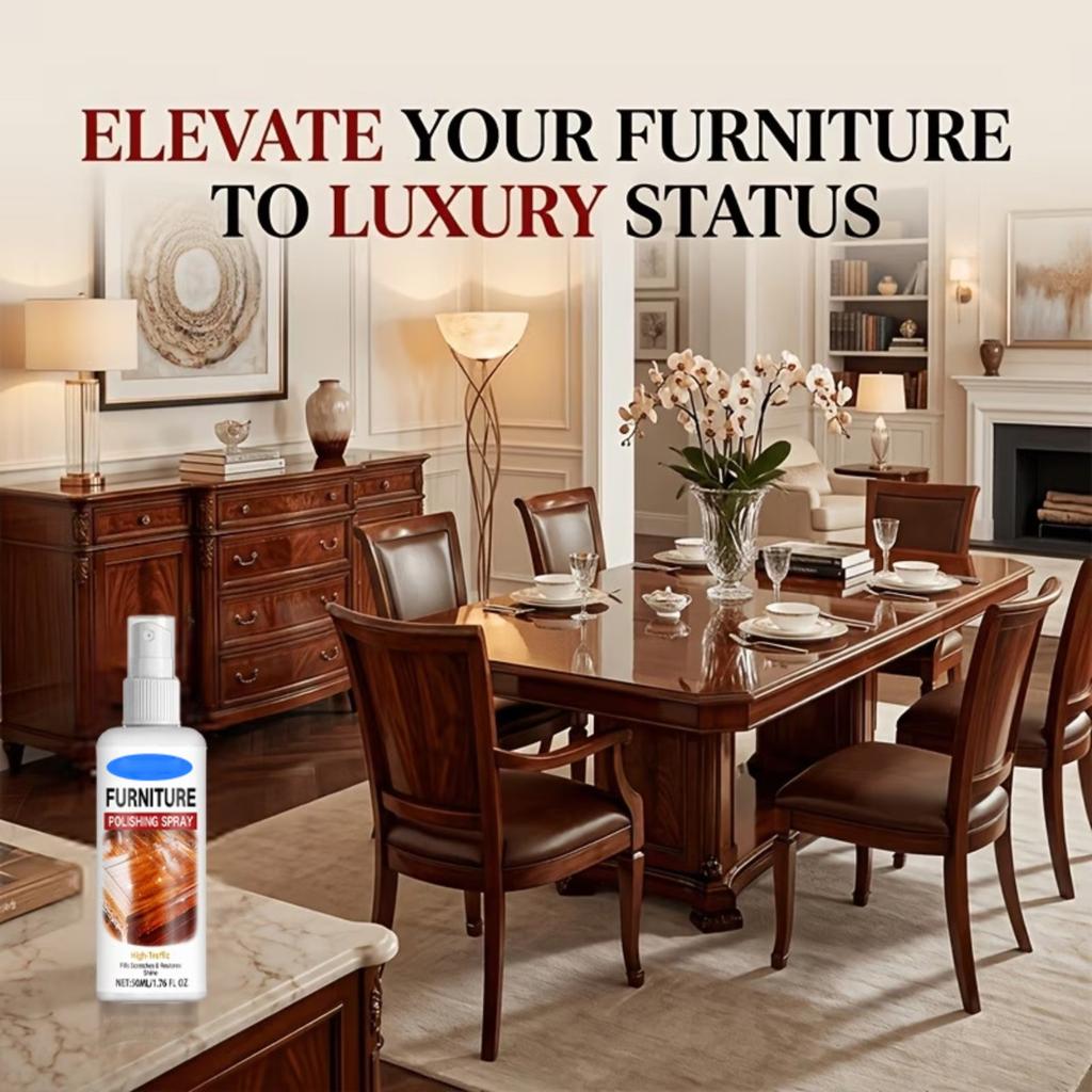 Furniture Polishing Spray 50ml High Traffic Surface Cleaner Scratch Remover and Shine Restorer for Wood and Laminated Surfaces