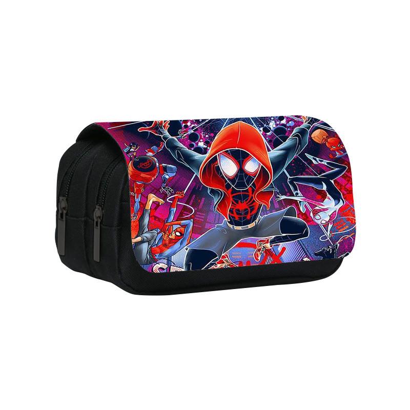 Spiderman Cartoon Style Nylon Pencil Organizer With Multiple Compartments For School Supplies