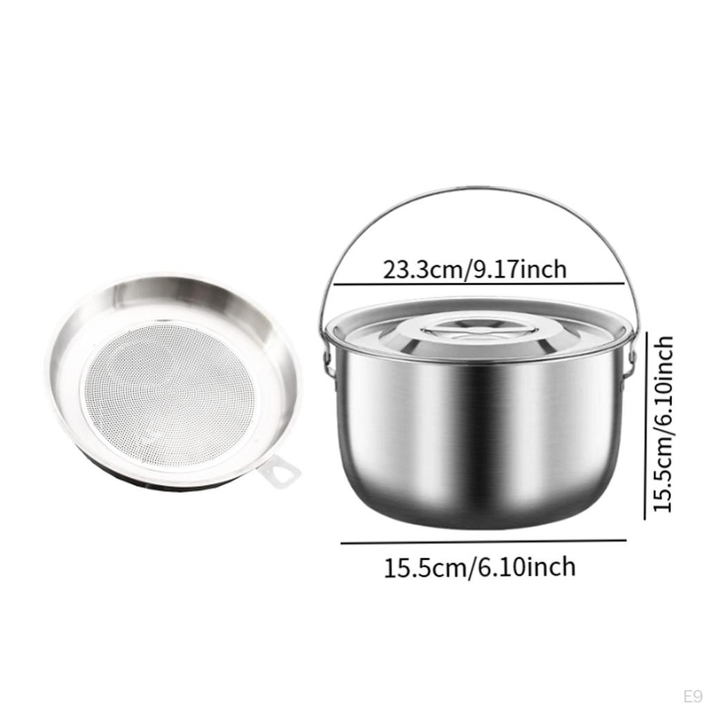 Saver Camping Pot with Handle, Easy to Clean, Lid And Strainer, Dustproof, Round, Non-stick