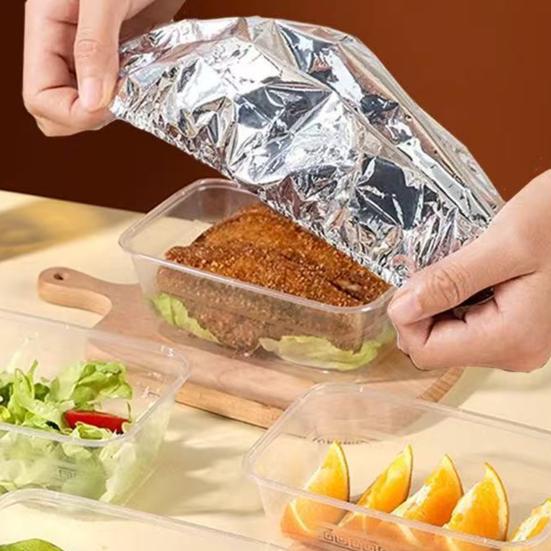 Aluminum Foil Food Covers with Elastic Edge Heat-Retaining Freshness Keeping Bowl Covers for Dishes Pots Pans Reusable Heat Wrap for Home