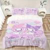 3pcs Casual My Melody & Kuromi Bedding Set - 1 Soft Quilt Cover + 2 Pillowcases, Machine Washable - Suitable for All Seasons, Perfect Gift F