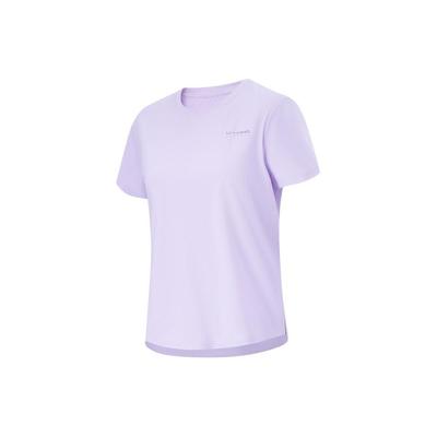 Fitness Series Einfarbig Feuchtigkeitstransport Schnelltrocknend Reflektierend Rundhals Kurzarm T-Shirt Damen Tops Flieder-Lila ATSU454-5