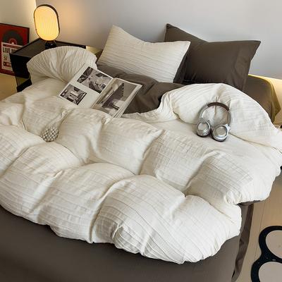 New 100% Cotton Washed Wrinkled Yarn  Duvet Cover Set with Sheets Skin-friendly Breathable Bedding Set Quilt Cover Pillowcases
