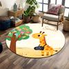 Giraffe with Camera and Candy Tree Print Round Rug, Living Room, Bedroom, Playroom Carpet, Non Slip Floor Mat, Gift