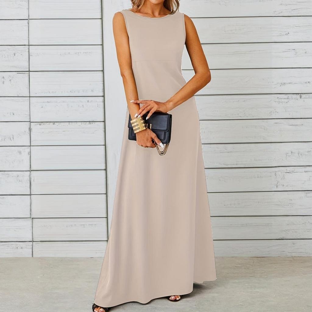 Ladies' Casual Loose Sleeveless Round Neck Vest Dress