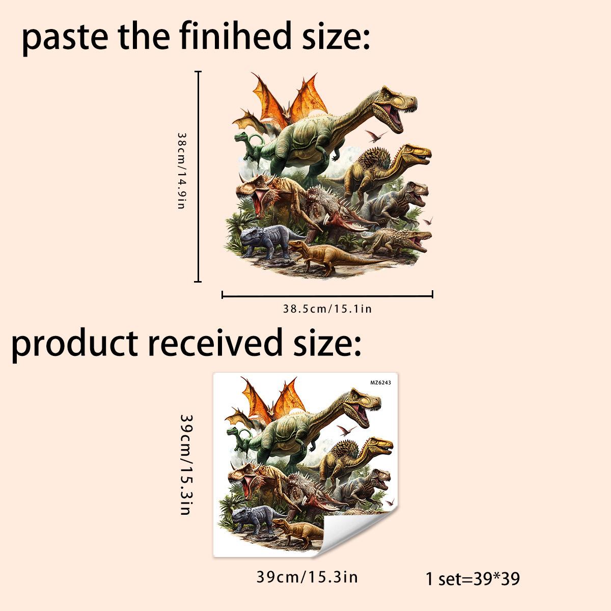 

Creative Jurassic Dinosaur Wall Sticker Graffiti Decor for Kids Room Living Room Home Art 39x39cm разноцветный