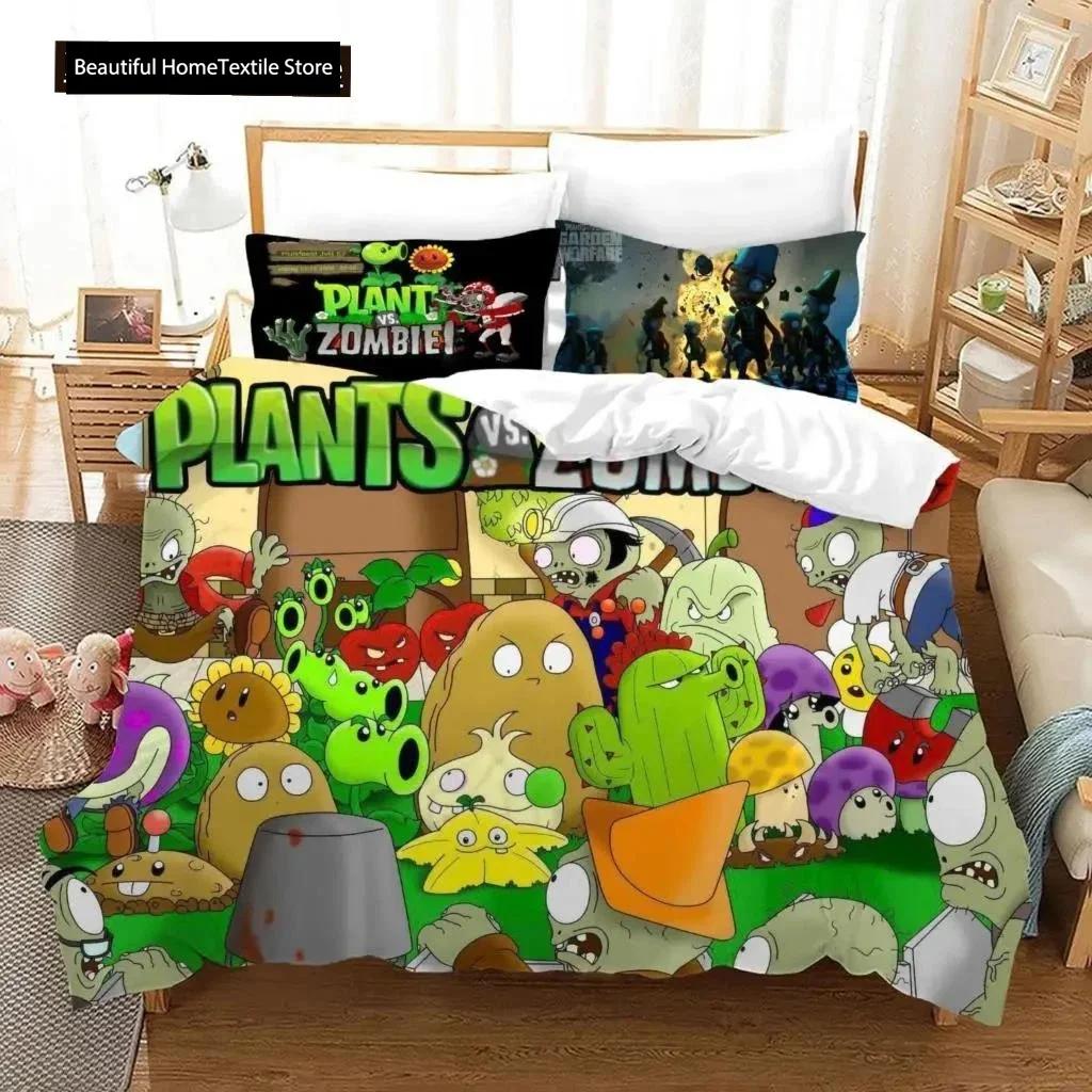 Plants Vs Bedding Sets Zombie Comfortable Duvet Quilt Cover Pillowcase Bedding Set Children Bedroom Decoration Home Textile