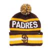 '47brand '47BRAND MLB Pom-Pom Knit Hat, Cuff Knit, SD Brown, Free Size, 47A-CFKN-B-BERNG21ACE-BW