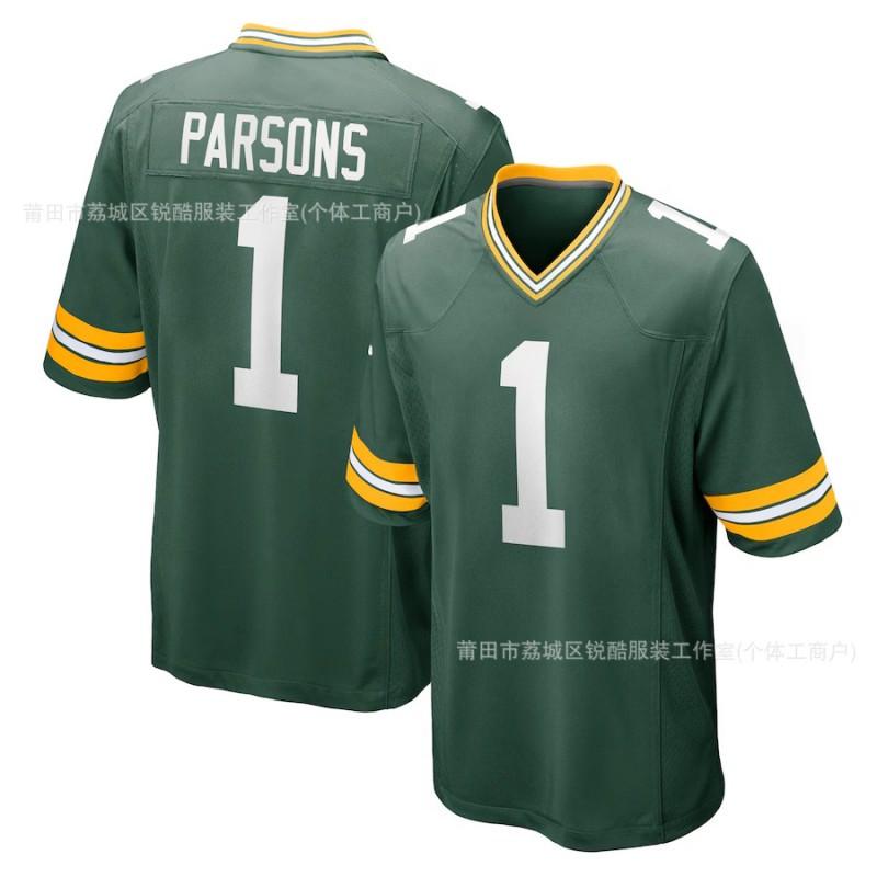 Mens NFL Micah Parsons Green Jersey Rugby Football Fan Apparel Premium Breathable Athletic Top