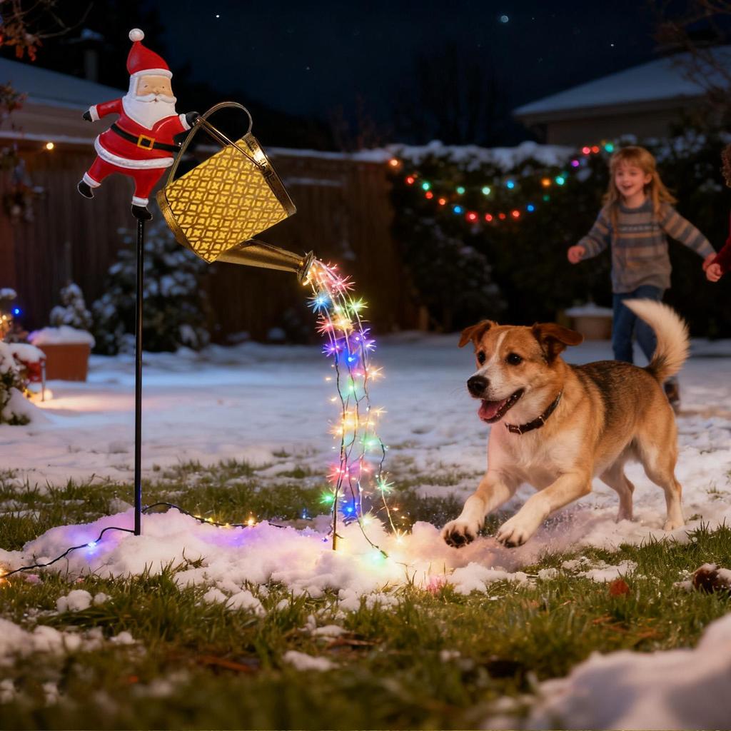 Solar Christmas Lights Outdoor Waterproof Kettle Santa Claus Solar Christmas Decorations Outdoor Lanterns for Garden Decor Yard