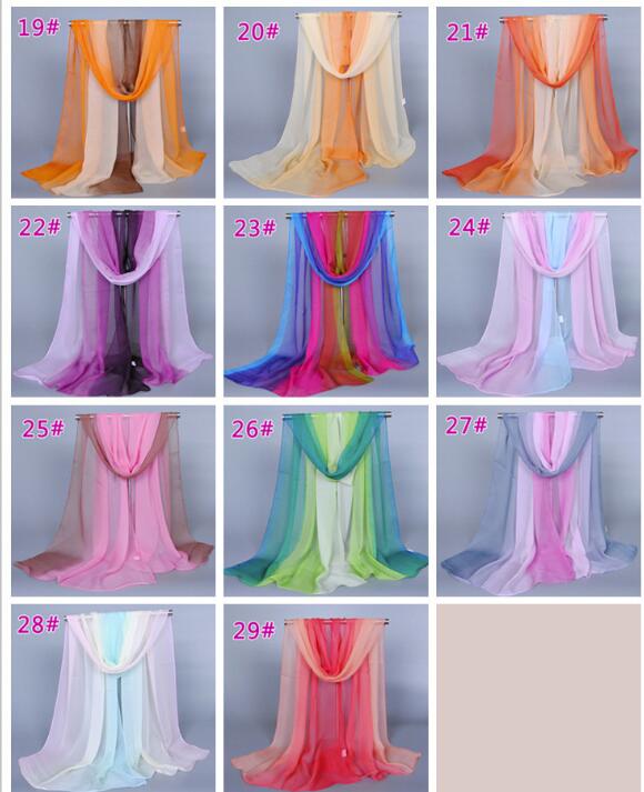 Lady Fashion Voile Girls Scarves Chiffon Scarf Women High Quality Gradual Color Women Silk Scarf  Popular Scarves Wrap shawl