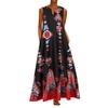 Plus Size?Bohemian Summer Beach Women Sleeveless V Neck Loose Kaftan Maxi Dress
