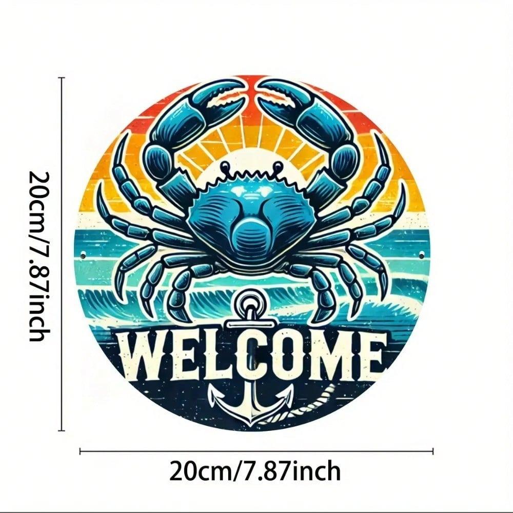 Metal Wall Art Vintage Hippie Round Sign Welcome Home Decor Garden Patio Office Outdoor Farmhouse