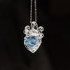 Handmade Transparent Heart Pendant Necklace Dreamlike Coloured Glaze Chain Choker  Girls