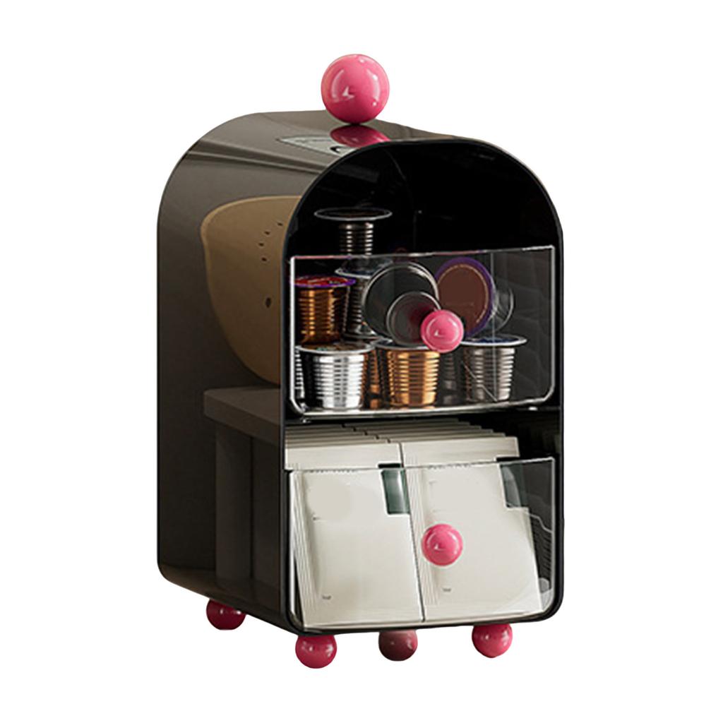 Elegante Aufbewahrungsbox für Teebeutel mit Schublade, großes Fassungsvermögen, 2-lagiger Kaffeeweißer-Organizer für Schreibtisch- oder Arbeitsplattengebrauch