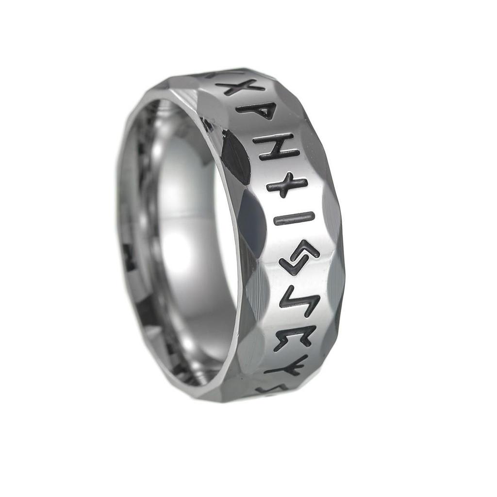2024 Nordic Viking Runes Distressed Retro Titanium Steel Ring - Bestseller