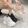 Damen Klobige Mesh Sneaker Plateau Damen Trainer 9CM Keile Freizeitschuhe Designer Herbst Schnürer Atmungsaktiv Dad Shoes Frau