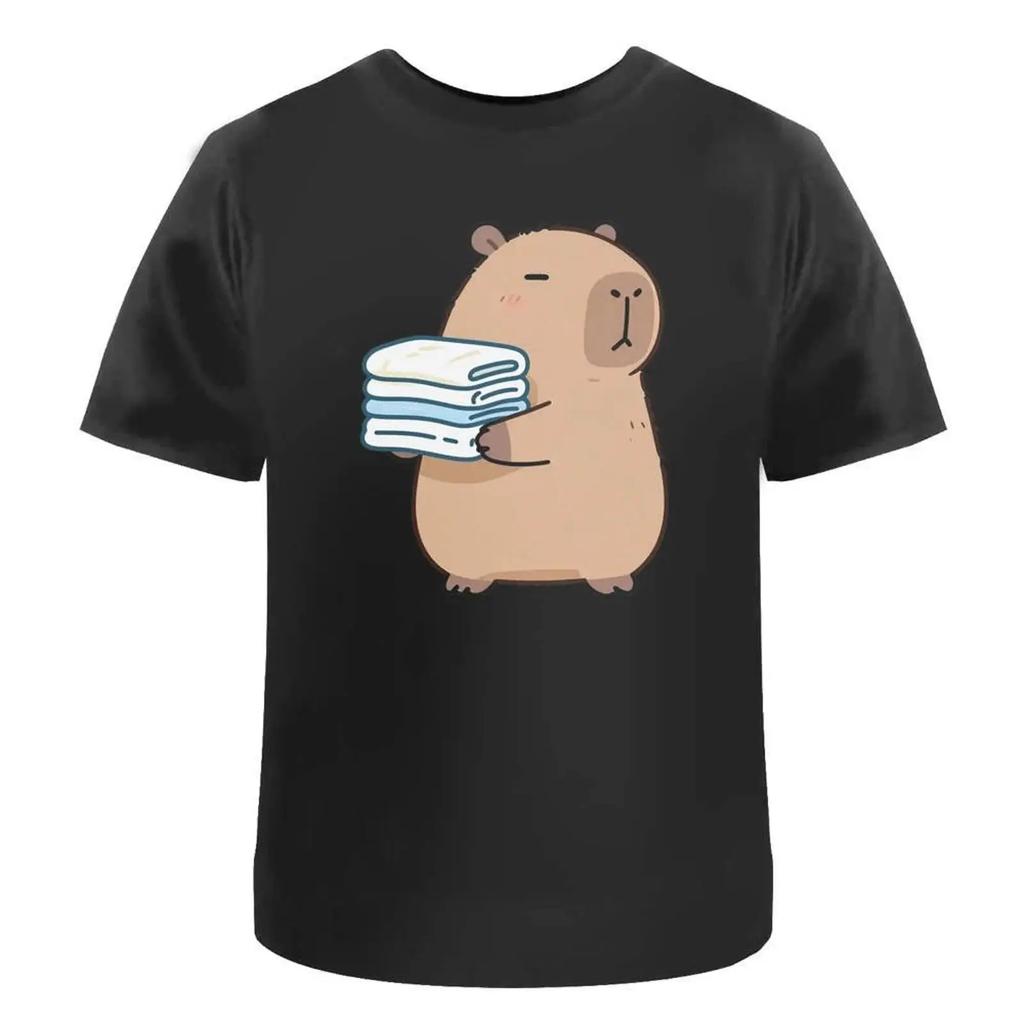 Capybara With Towels T Shirt 100 Cotton S Xxl Ta063174 Vintage Homme Unisex Versatile Graphic Designer Clothes Soft