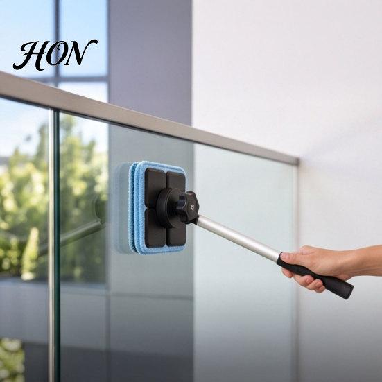 Portable Car Detailing Cleaning Kit Magnetic Windshield Kit, Double-Sided Glass Cleaner with Adjustable Reach Washer Long Telescopic Handle, Reusable