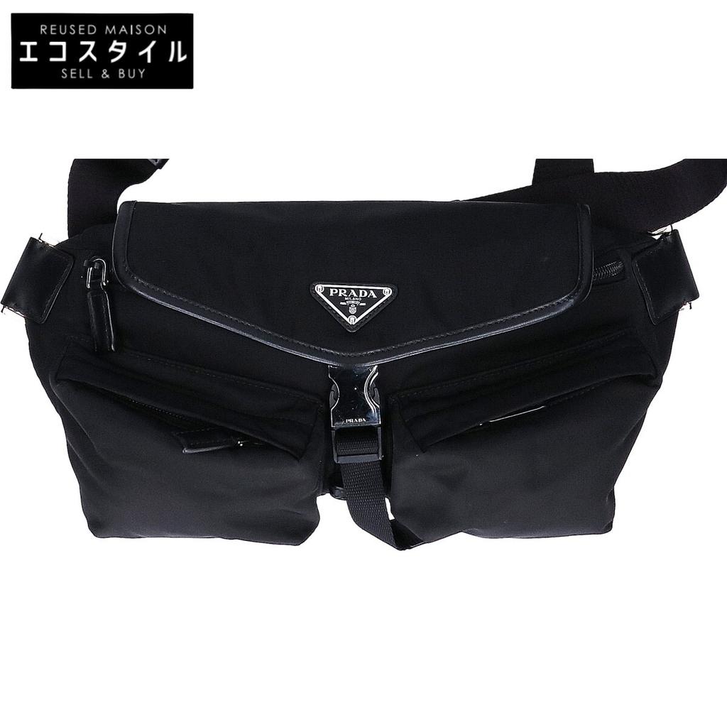 Prada [Excellent Condition] 2VH174 Re-Nylon Triangle Logo Plate Shoulder Bag blackUsed