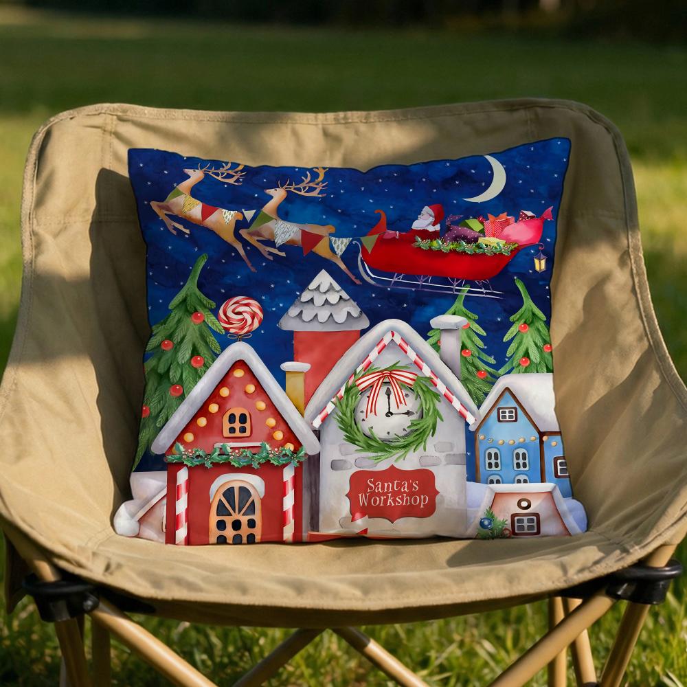 Christmas Red Candle Cushion Cover Soft Reversible  Durable Pillow Cover  MultiScene Use for Home  Car Daily Comfort