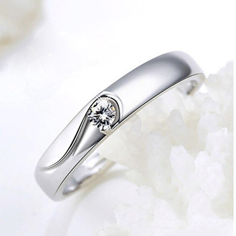 1 Pair Zircon Couple Rings Charm Open Rings For Women Men Adjustable Wedding Rings