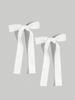 2 pieces of solid- long ribbon bow hairpins, classic and simple hairpin headwear, fashionable hair accessories for girls