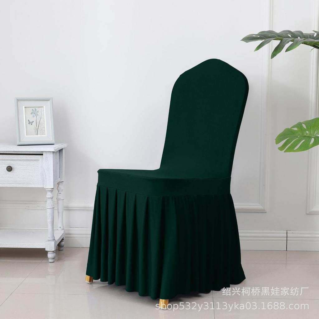 Banquet Chair Cover Thickened Elastic Pleated Skirt Dining Chair Cover Wedding Hotel Party Venue Decoration Simple and Versatile