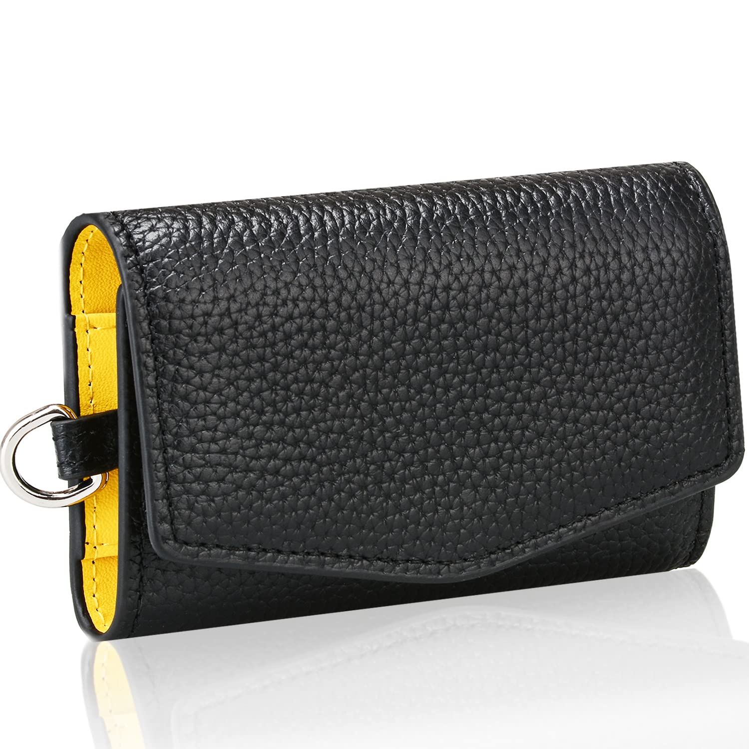 

[Kstarplus] Women s Cute Genuine Leather Key Case with 4-Ring Key Rings and IC Card Slots, Gift Box Included, Stylish and Compact, Available in 4