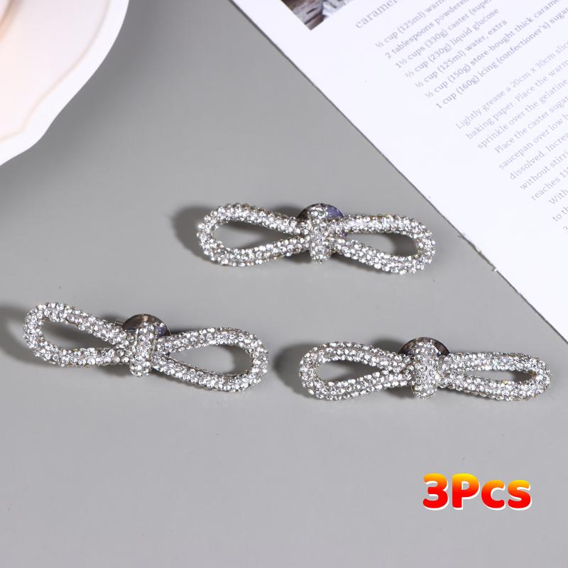 3/6Pcs Shiny Bow Brooch Collar Pin Clothing Accessories For Diy Garment Shoe Bag Jewelry Making Accessories