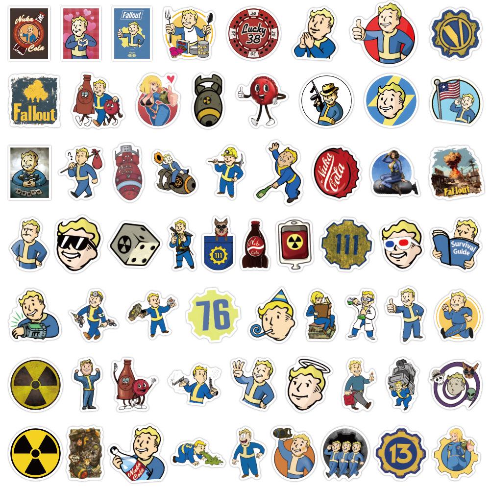 60 Cartoon Fallout Game Stickers for Planner, Water Bottle, Computer - Waterproof Decorations