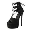 Aneikeh Narrow Band Ankle Lace-up Design Super Stiletto High Heel Strap Open Toe Women Sandals Single Shoe Summer Nightclub Shoe
