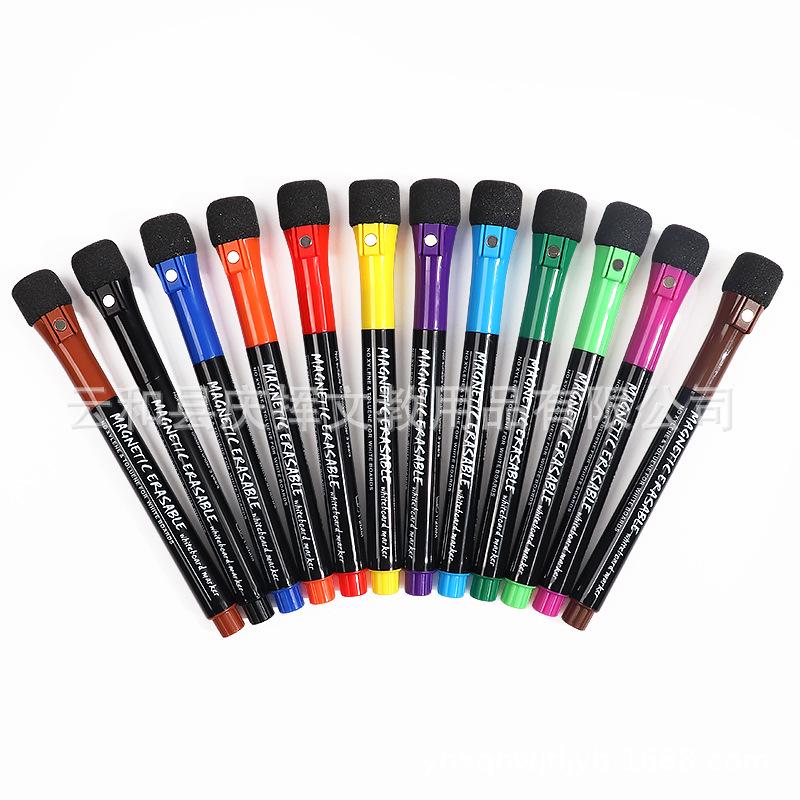 12-Color Strong Magnetic Erasable Whiteboard Marker Set