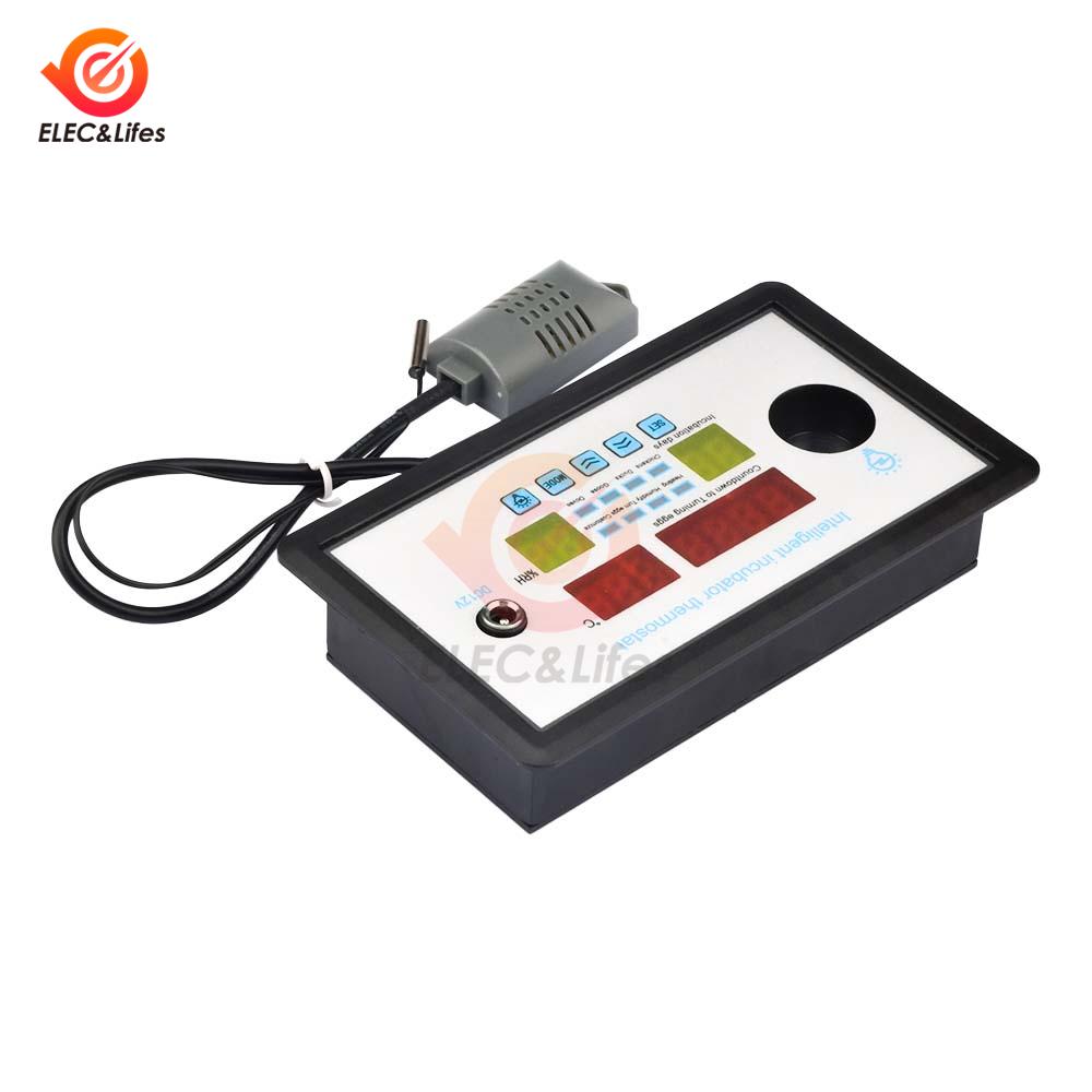 Intelligent Incubator Thermostat Digital Thermometer Humidity Controller LED Cold Light Real-Time Hatch Record With Sensor 12V