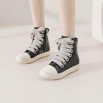 Modische Streetboots, Stiefel im College-Stil, Große Ösen, Kurze Stiefel