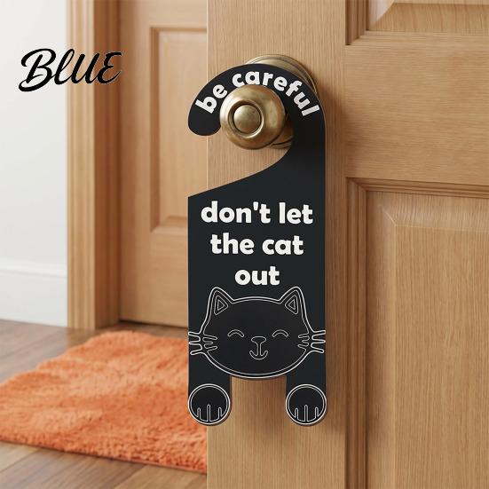 Home Security Reminder Cartoon Hanging Warning Handle Door Tag Cat Sign Wooden Reminder Pet Universal Sign Safety Knob Hanger