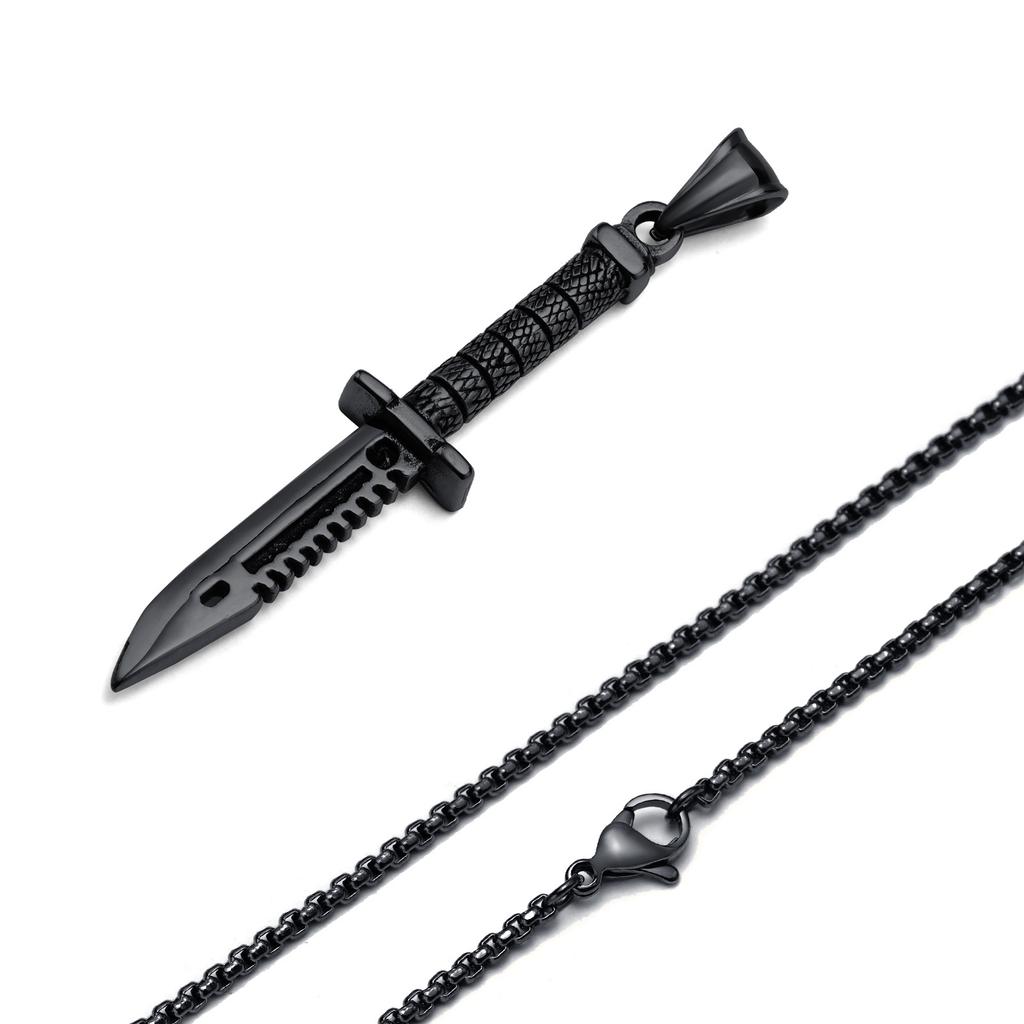 Vnox Cool Punk Necklaces for Men,Hip Hop Stainless Steel Stiletto Pendant Male Collar Gift Jewelry