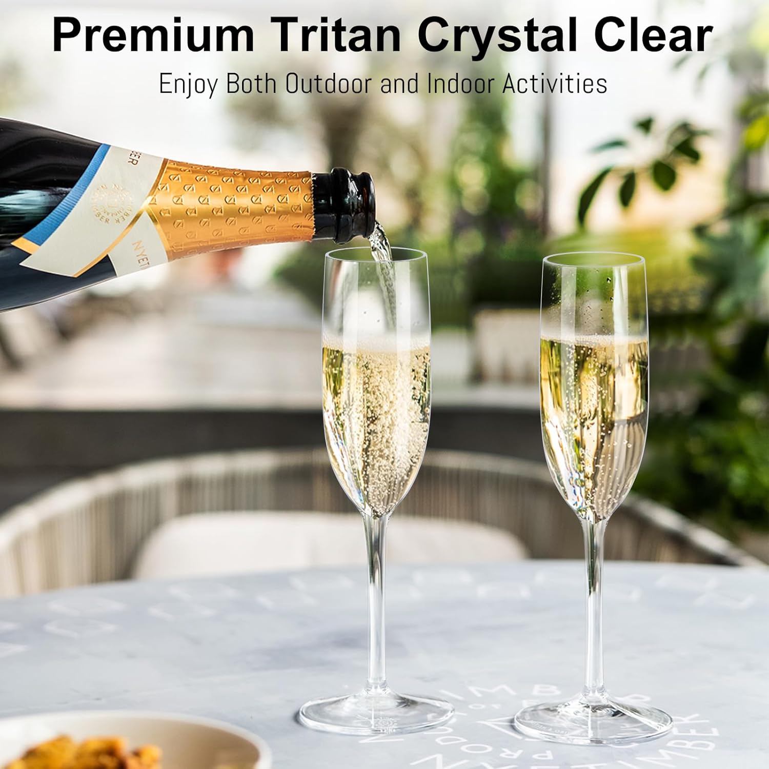 

Tritan Champagne Flutes Set of 4, 5.5 oz BPA-Free Cocktail Glasses for Parties, Travel, Outdoor Use – Dishwasher Safe United States