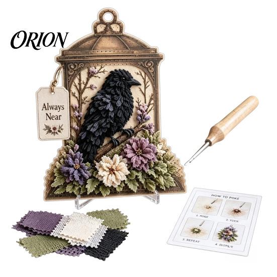 Cottage-Stil Zimmerdekoration 3D Stoff-Poke-Art-Set, DIY Vogel-Erinnerungs-Laterne, Florales Handgemachtes Blumenbastelset und Muster, Punch Needle Set für Erwachsene, Zuhause