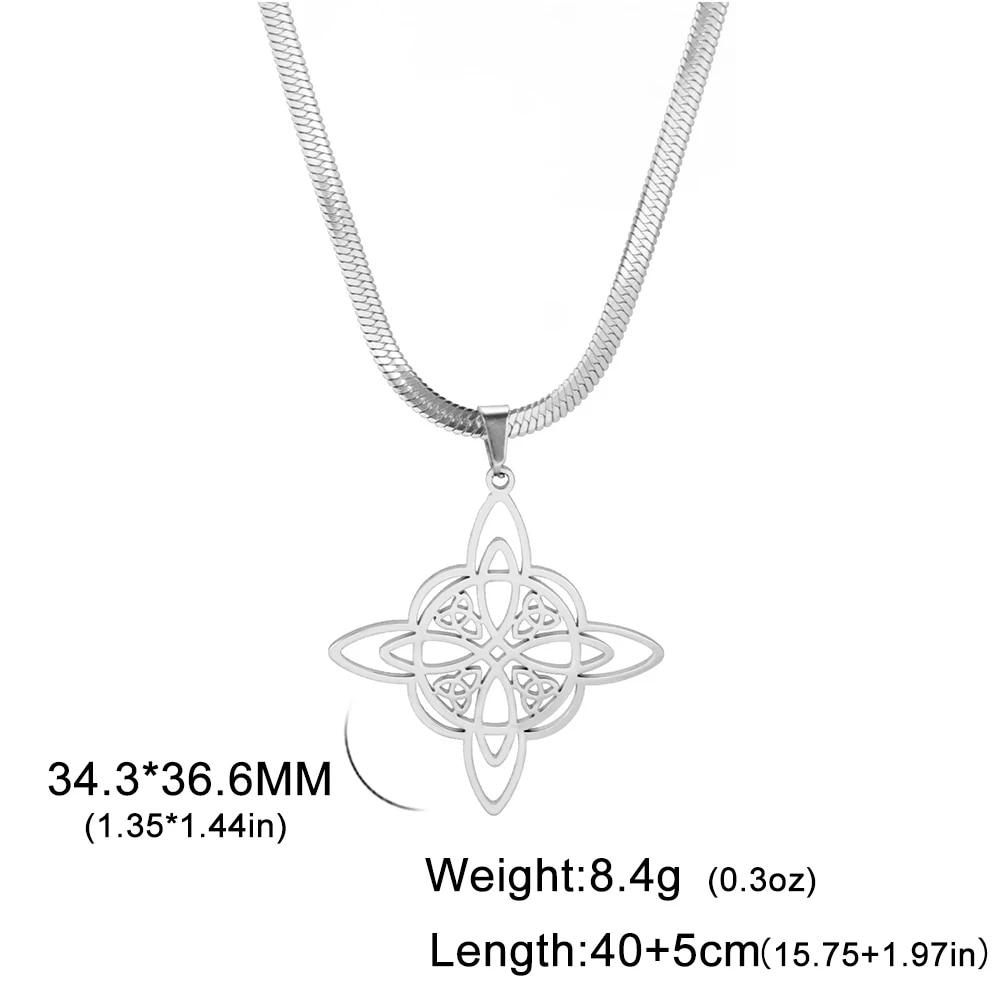 Vintage Witch Knot Necklace for Women Luck Pendant Irish Celtics Protection Amulet Stainless Steel Witchcraft Wicca Jewelry Gift