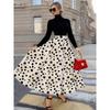 Printed Design Summer Casual Style Black Polka Dot Cream  Half Skirt