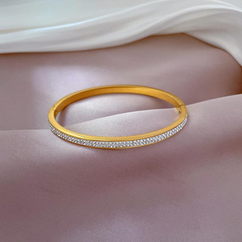 Titanium Steel European And American Light Luxury Titanium Steel Bracelet Minimalist Retro Full Diamond Stainless Steel Jewelry