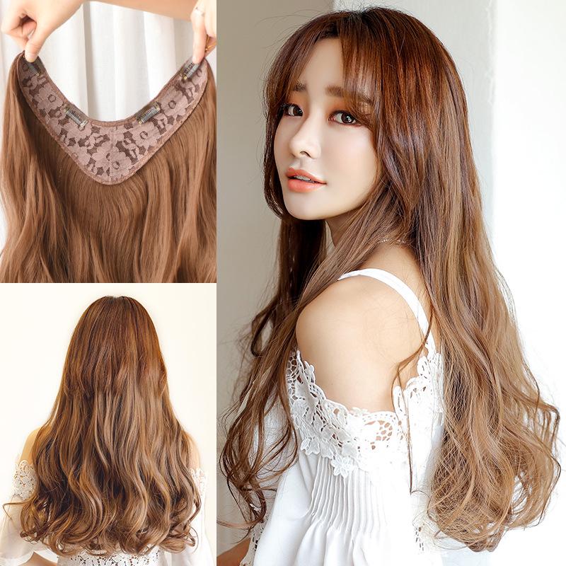 Women’s Long Wavy Hair Extension One-Piece Big Waves Clip-In Wig Voluminous Natural-looking Straight-to-Wavy Wig