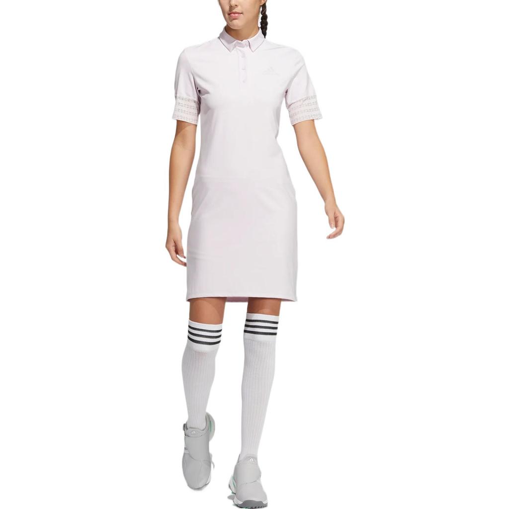adidas Effen Kleur Polo Knopen Korte Mouwen Jurk Dames Jurken Wit HA0216